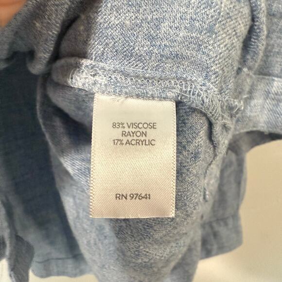 J.Jill Women's Shirt Top Blouse Button Down Light Blue Plus 2X Flowy Lightweight - Picture 6 of 9